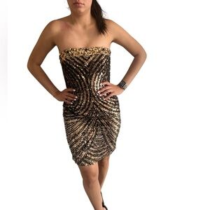 Basix Black Label Strapless Sequined Dress